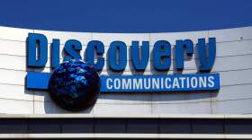 The Discovery Communications logo atop its headquarters in Silver Spring, Md, July 31, 2017. (Manuel Balce Ceneta/AP)