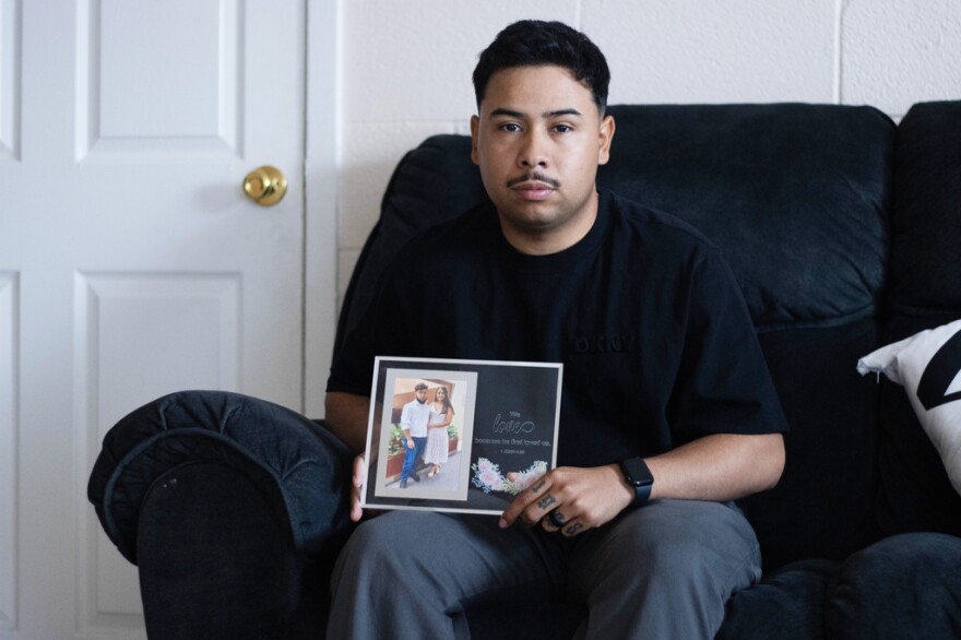 Army Sgt. Hedar Leonel Turcios Juarez, whose wife Cristy has been detained by immigration authorities, poses for a photo at home in El Paso, Texas, July 21, 2026. (