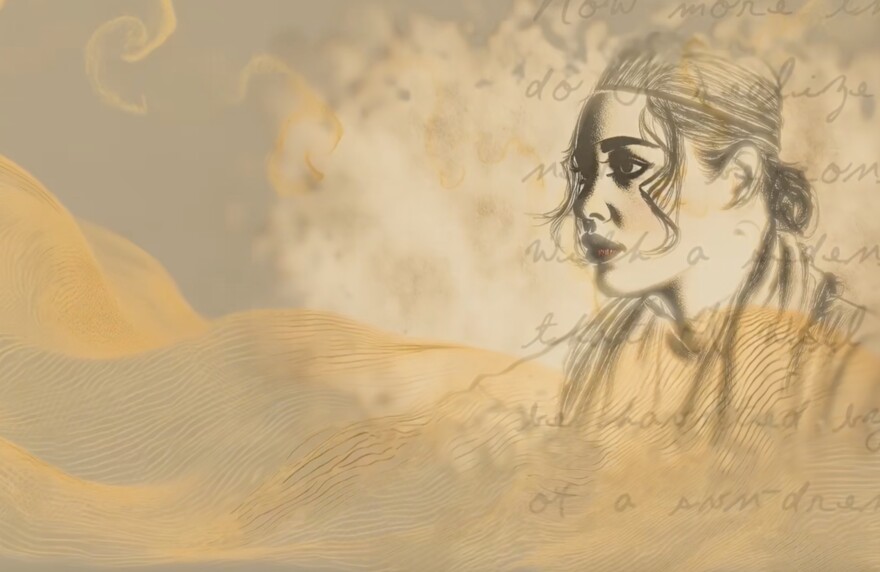A still from one of the projections in Verdigris Ensemble's production of "Song from the Uproar: The Lives and Deaths of Isabelle Eberhardt." Missy Mazzoli's multimedia opera traces the emotional journey of the Swiss explorer and author who immigrated to North Africa, converted to Islam and lived as a man.