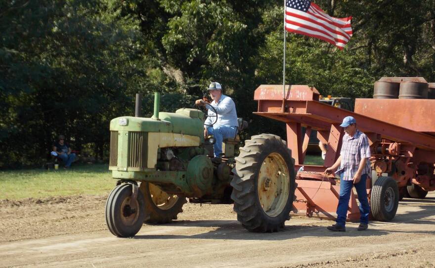 Rocky Young competes at the antique tractor pull, during the 2017 Delta County Cotton Harvest Festival in Cooper.