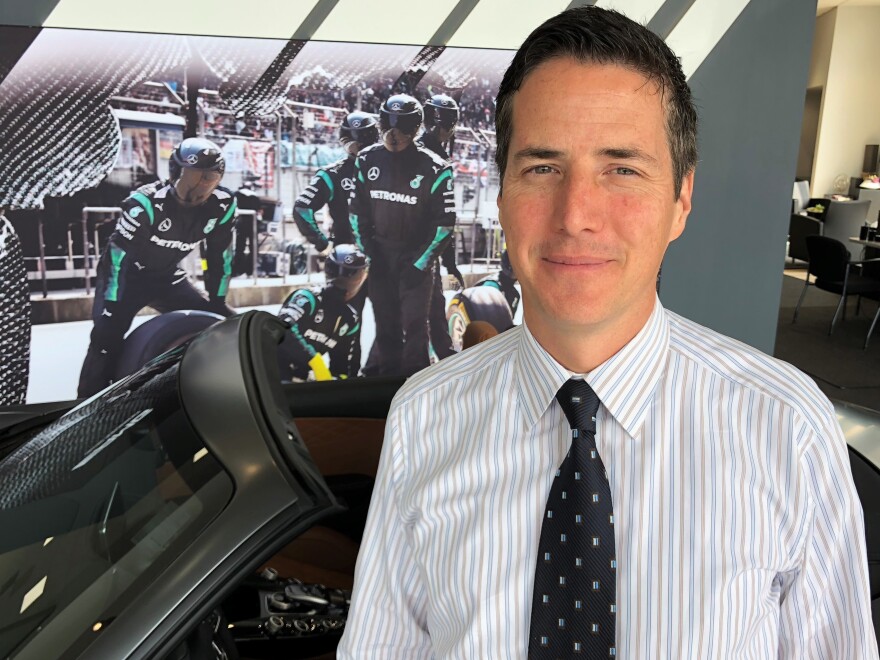 Bernie Moreno at his Mercedes-Benz dealership in a Cleveland suburb.