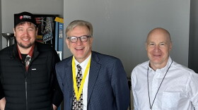 Adam Gonshorowski, who serves as director of the festival, and Greg Giles speak about the 2026 Sioux City International Film Festival with Bret Hayworth on October 2, 2026. (Mark Munger, Siouxland Public Media)