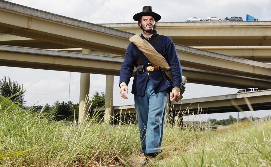 Pope on the Nashville battlefield. The interstate is right on top of what was the Southerners' first battle line.