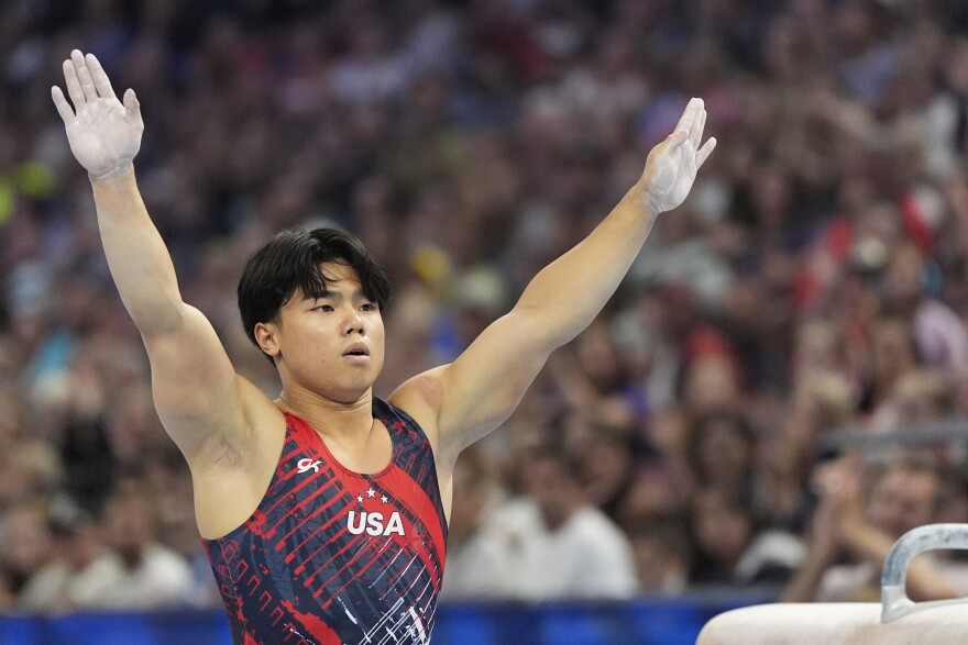 Asher Hong competes on the pommel horse at the United States Gymnastics Olympic Trials on Saturday, June 29, 2024, in Minneapolis.