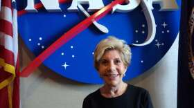 Nancy Conrad at the Kennedy Space Center Visitor Complex during this year's Conrad Challenge. Photo: Brendan Byrne / WMFE