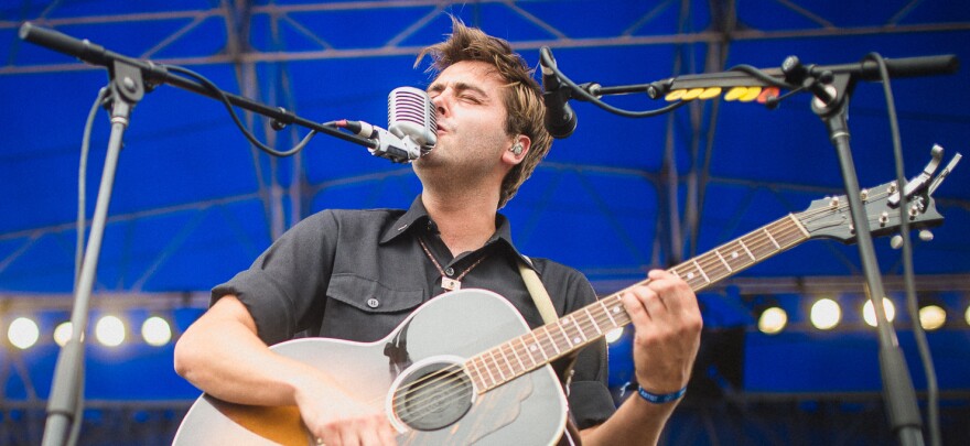 Lord Huron's Ben Schneider performs live at the Newport Folk Festival.