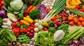 close-up of various produce