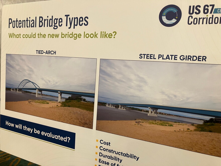 Potential design options for a new $237-million Centennial Bridge, presented at a public meeting Wednesday, Oct. 21, 2026 in Rock Island.