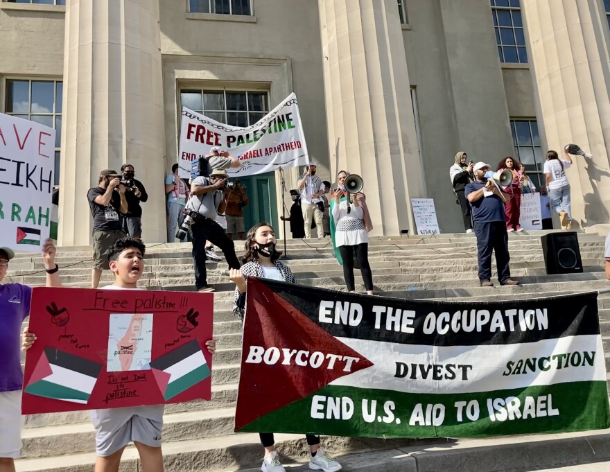 Hundreds of protesters marched through Louisville on Sunday, May 23, 2021, to call for an end to Israeli occupation of Palestinian territories.