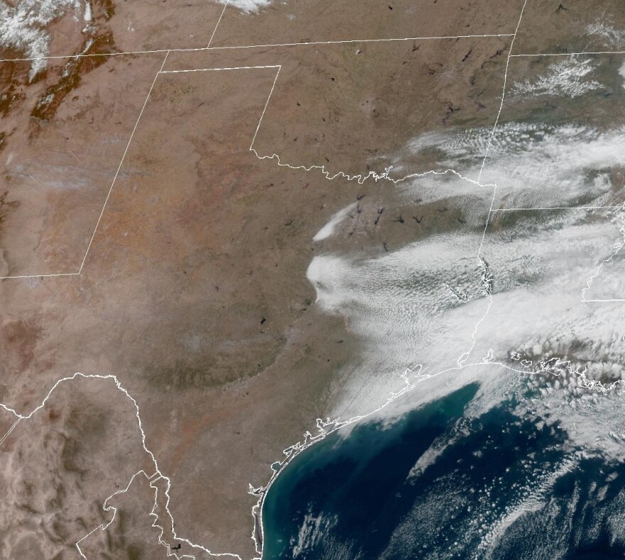 NOAA satellite show clouds pushing into East Texas on Feb. 26, 2026