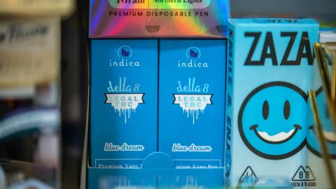 Various Delta 8 THC products at a Valero station on Feb. 9, 2023 in Spring Branch.