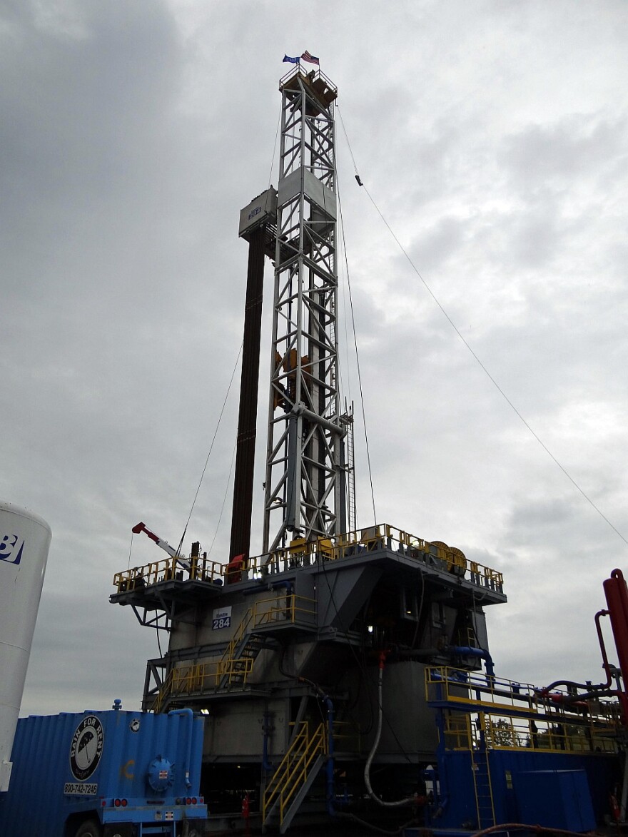 A Marcellus Shale drill rig in Pennsylvania used in the fracking process.