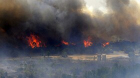 Flames burning out of control during the prior fire at Possum Kingdom Lake on April 15th.