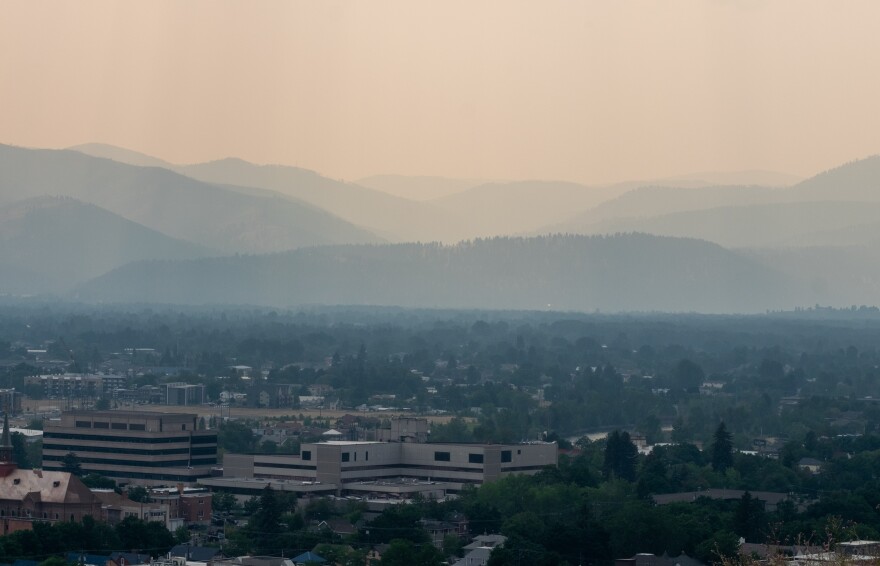 Wildfire smoke settles into the Missoula valley, July, 21, 2021.