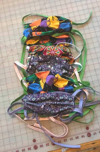 colorful home-sewn corona masks
