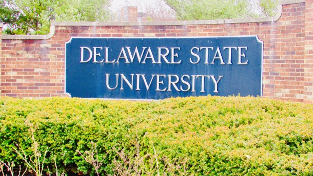 A Delaware State University sign