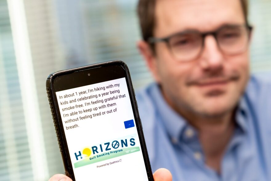 Jeff Stein, an addiction recovery researcher with Virginia Tech’s Fralin Biomedical Research Institute at VTC, is working on a study designed to help people quit smoking.