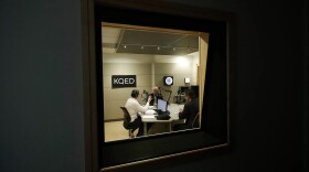 Radio host Scott Shafer, left, moderates a California gubernatorial debate between Republican candidate John Cox, center, and Democratic candidate Gavin Newsom at KQED Public Radio Studio in San Francisco, on Oct. 8, 2018. The NPR station is among many in California hit by Republican congressional cuts to the Corporation for Public Broadcasting.