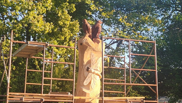 A sculpture by Louis Medlock that's taking shape at Phelps Grove Park in Springfield, Mo. (Photo taken October 9, 2026)