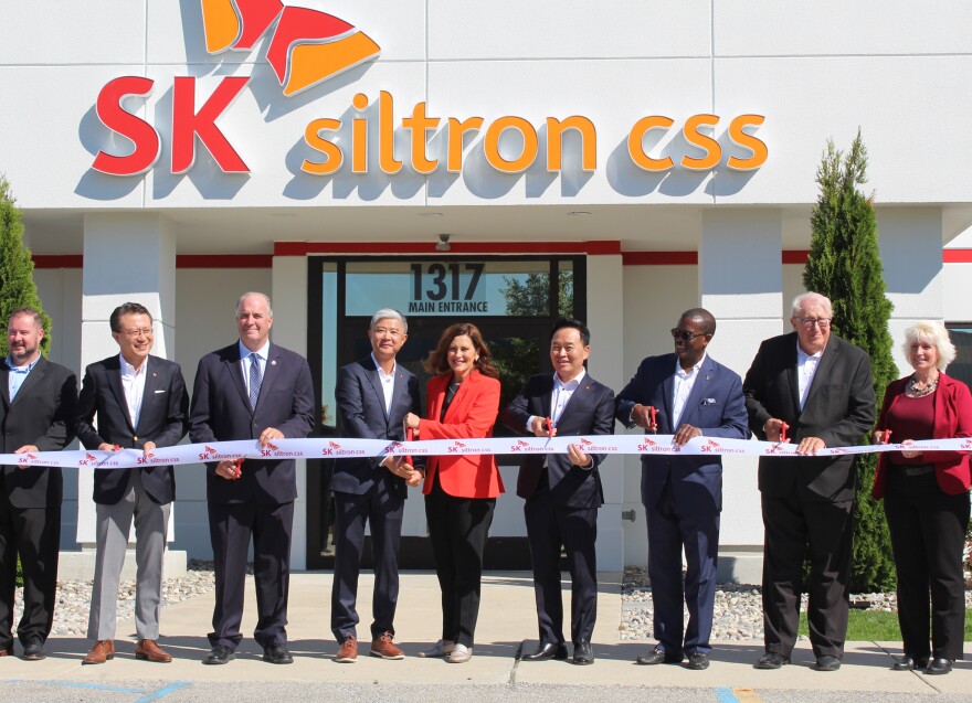 Gov. Gretchen Whitmer and several state, federal and local officials held a ribbon cutting ceremony to officially open SK Siltron's semi-conductor and microchip manufacturing facility near Bay City on Sept. 1, 2022. In July 2026, the company announced it would be shutting down the plant, resulting in 140 people losing their jobs.