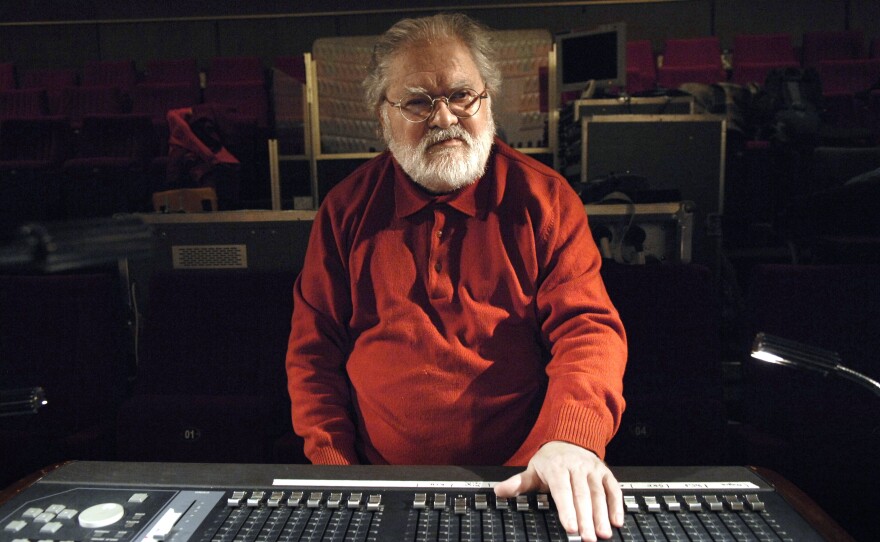 French musician Pierre Henry works in a studio in Paris in 2008.