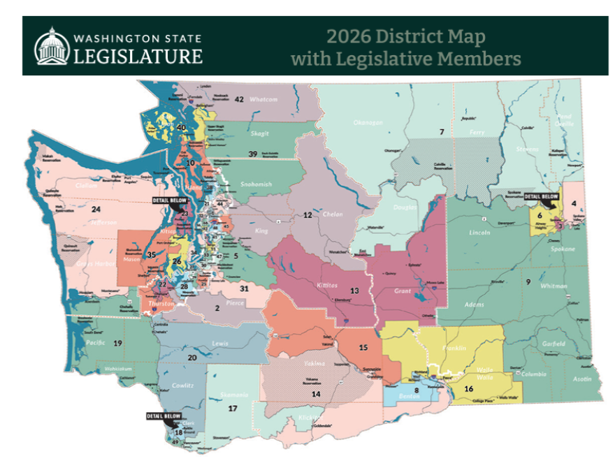 Washington state's 2026 legislative map.