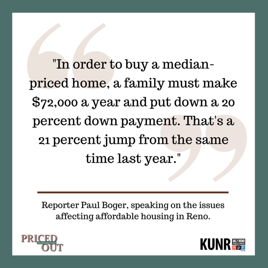 Image quote reading: "In order to buy a median-priced home, a family must make $72,000 a year and put down a 20 percent down payment. That's a 21 percent jump from the same time last year."