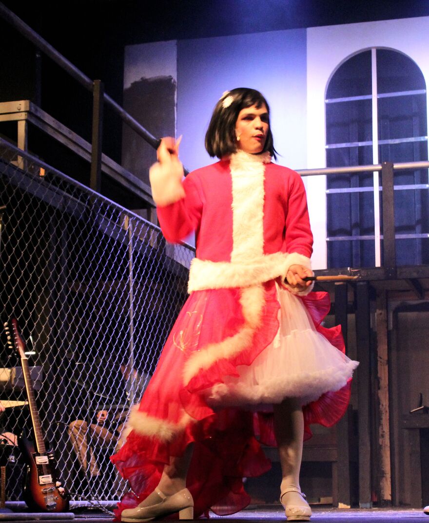 After playing Sweeney Todd in 'The Demon Barber of Fleet Street, high school senior Gabe Cruz tackles the role of drag queen Angel Dumott Schunard in 'Rent.'
