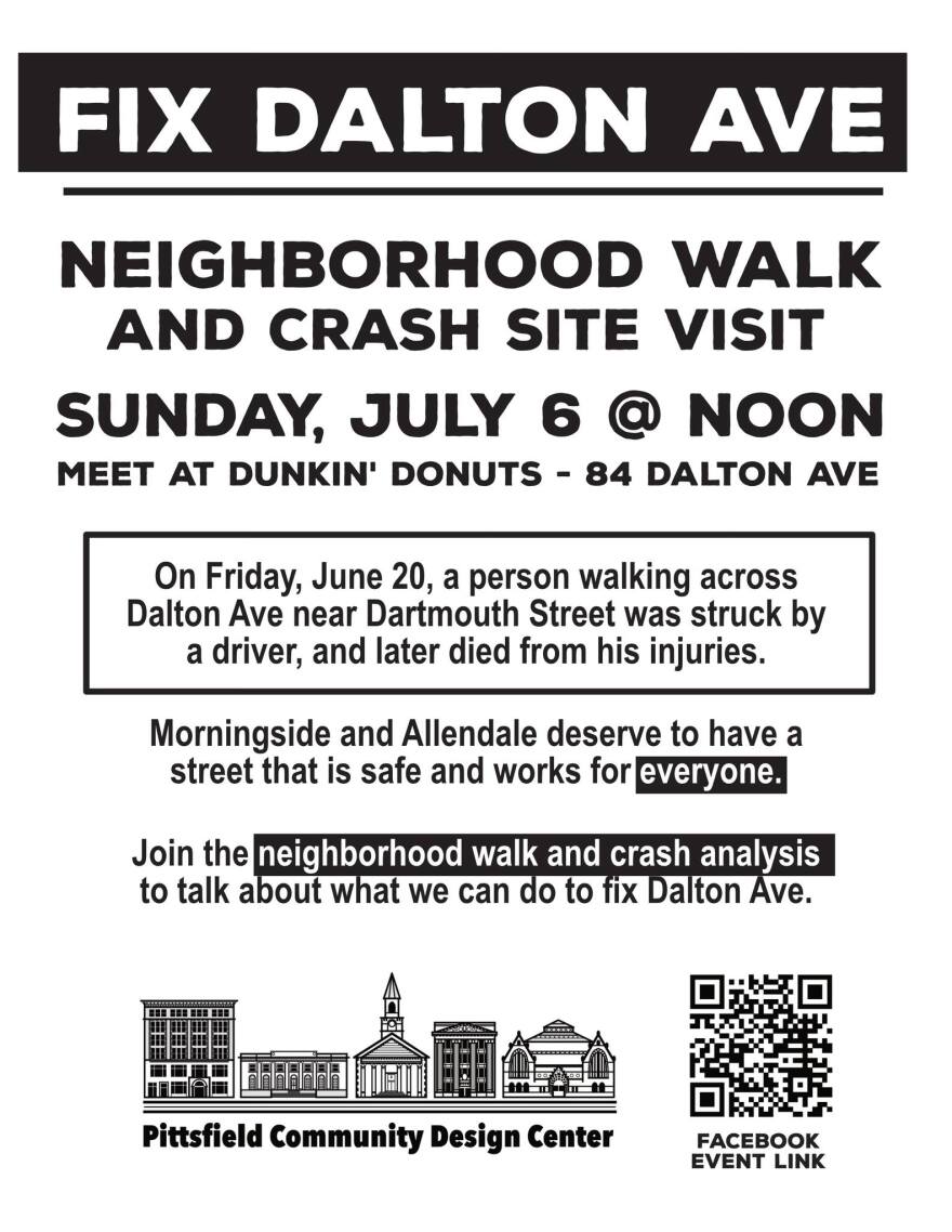 A flyer for Sunday's tour of a fatal crash site in Pittsfield, Massachusetts.