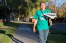 Amy Pratt, a volunteer who collected signatures for Idaho's 2018 Medicaid expansion initiative, knocks on doors in Idaho Falls to urge people to vote for the measure.