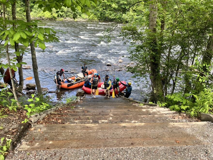 RAFT (Reuniting America by Fostering Trust) for America participants end an 11-mile float down the Lehigh River on June 7.