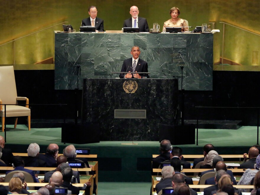 President Obama addresses the United Nations General Assembly in New York on Tuesday.