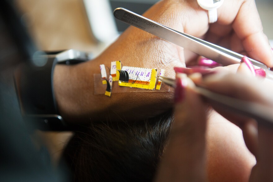Eyelash extensions are available in a number of lengths and curls. Each client selects the fullness, length, curl and design. These elements create a customized look for each person.