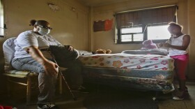 Wanda Coleman, with her granddaughter, Jasmine Hodge, was facing eviction from her public housing apartment in New York in August 2014. 