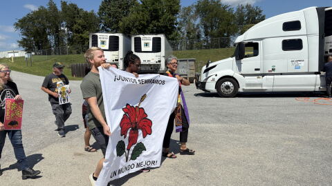 Activists with WeCount and allies marched past the gates of Costa Farms in Leicester last week to drop a petition with management demanding better conditions for workers.