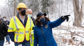 New York Governor Kathy Hochul tours winter storm damage in Rosendale. 