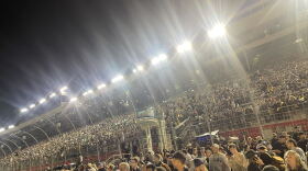 Fans gather at the Charlotte Motor Speedway for the Kyle Busch Celebration of Life