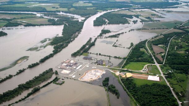 An aerial view of Missouri River flooding last year near Ft. Calhoun.