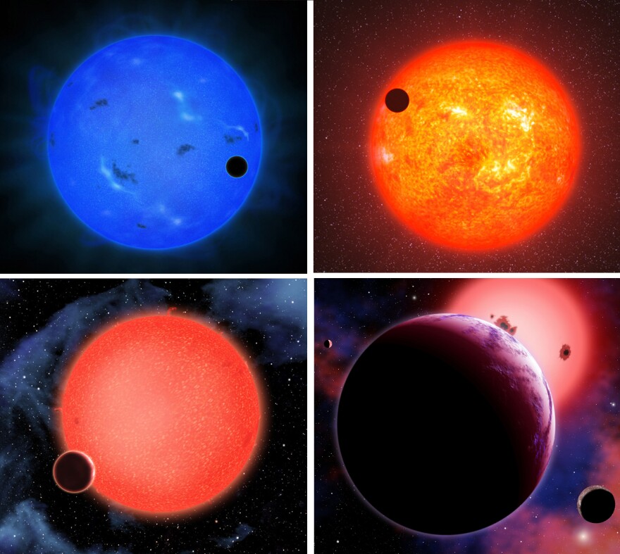 Four different artists created four different interpretations of Gliese 1214b, a planet 40 light years from Earth that is believed to have a watery atmosphere.