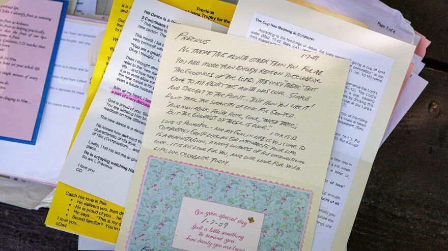 Michelle Caswell kept a stack of letters she received from 5Rock Ranch founder Scott Bradley between 2007 and 2011, when she lived at the ranch in Yamhill, Oregon.