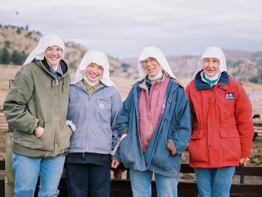 Benedectine nuns blend work and prayer on a farm run by the Abbey of St. Walburga near the Colorado-Wyoming border. From left are sisters Maria-Gertrude Reed, Ann Lee, Maria-Walburga Schortemeyer and Elizabeth Baumgartner.