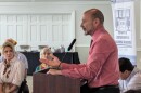 Leon County School Superintendent Rocky Hanna gives an impassioned pitch for more traditional public-school funding to members of NEBA, the Network of Entrepreneurs and Business Advocates, in Tallahassee.