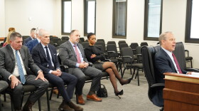 NextEra Energy CEO John Ketchum, far right, testifies Thursday, Oct. 15, 2026, before the state Legislature's Public Utilities Review Committee about the NextEra-Dominion Energy $67 billion merger.