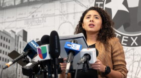 FILE: Harris County Judge Lina Hidalgo dismisses allegations of evidence tampering during a press conference on Nov. 10, 2023. 