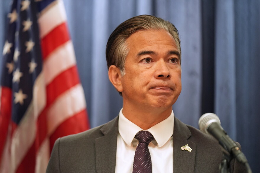 FILE - California Attorney General Rob Bonta at a news conference in Calif. on Monday, Sept. 8, 2025.