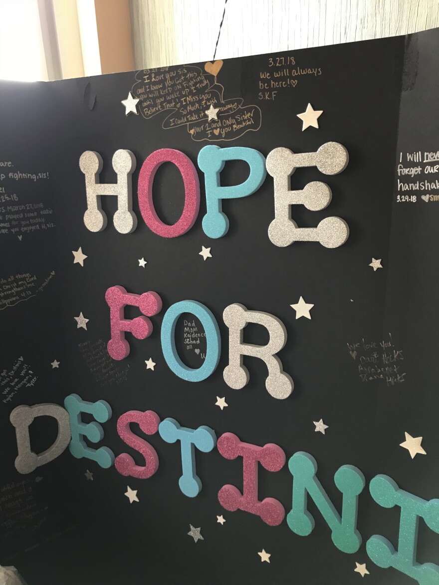 Destini Johnson's family and friends decorated the ICU where she had been in a coma since overdosing in mid-March.