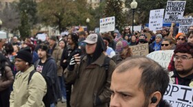 San Antonians fill Travis Park downtown to protest against Trump Administrations immigration policies and ICE