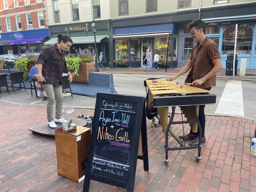 Nihco Gallo and Ayan Imai-Hall frequently perform on Portsmouth sidewalks.