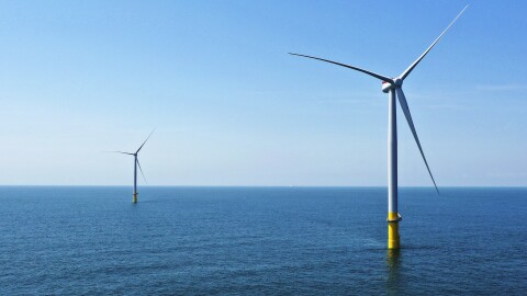 Two of the offshore wind turbines have been constructed off the coast of Virginia Beach, Va., June 29, 2020. A power company's plans for an enormous offshore wind farm off Virginia's coast achieved a major regulatory milestone Tuesday, Oct. 31, 2023, after the Biden Administration evaluated the project's potential impact on the environment.