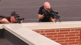 Police train during an active shooter drill in Newport in 2018.